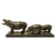 Antique Dark Bronze Hippopotamus Family
