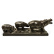 Antique Dark Bronze Hippopotamus Family