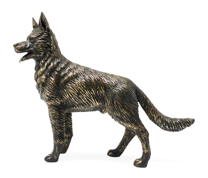 Antique Dark Bronze German Shepherd Dog