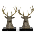 Pair of Light Brass Deer Mounted Bookends