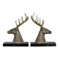 Pair of Light Brass Deer Mounted Bookends