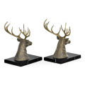 Pair of Light Brass Deer Mounted Bookends