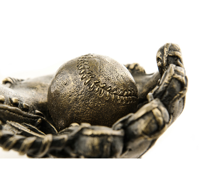 Antique Dark Bronze Baseball Mitt & Ball
