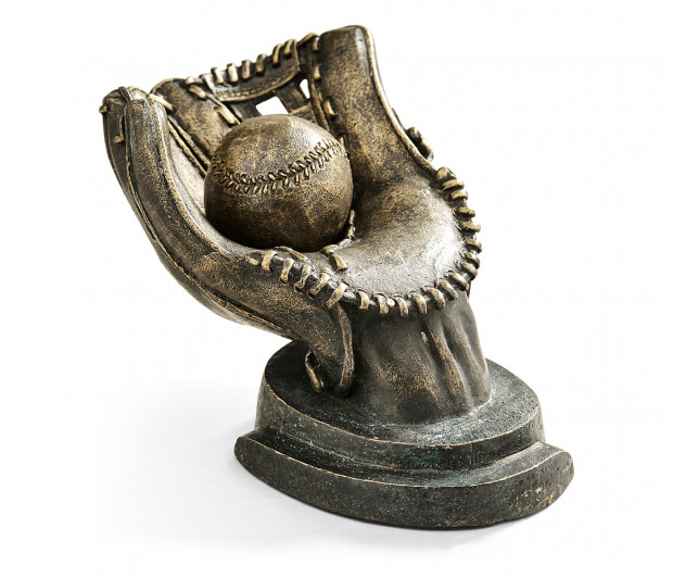 Antique Dark Bronze Baseball Mitt & Ball