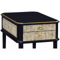 Black End Table with Eggshell & Bronze Detailing