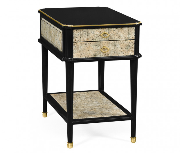 Black End Table with Eggshell & Bronze Detailing