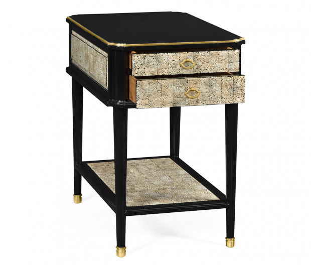 Black End Table with Eggshell & Bronze Detailing