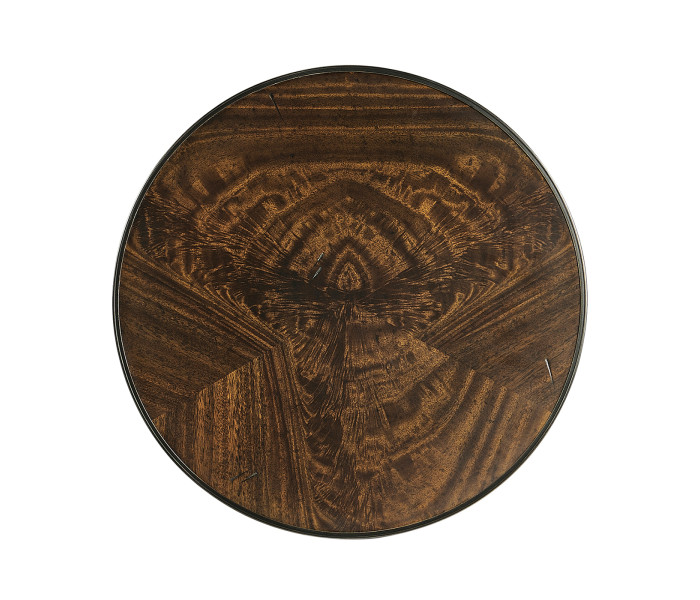 Brown Mahogany Lamp Table with Brass Moulding