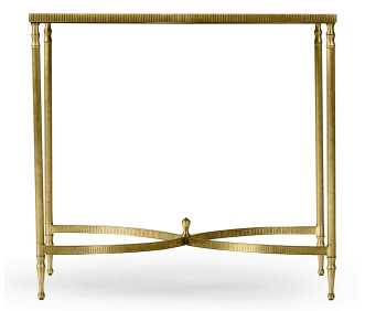 Rectangular Antique Brass End Table with Antique Mirror Top