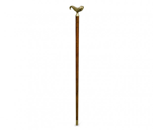 Mahogany Walking Stick with Brass Derby Topper Mahogany Walking Stick with Brass Derby Topper