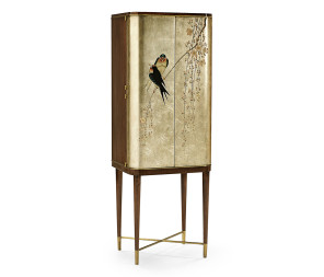 Handpainted on Light Gold Foil Drinks Cabinet