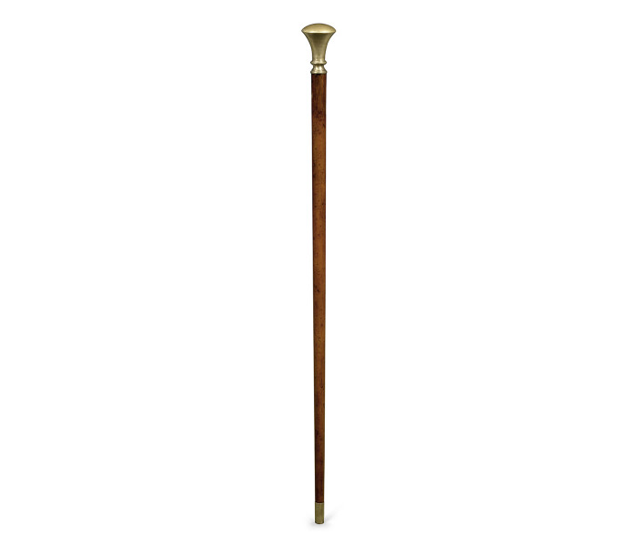 Mahogany Walking Stick with Brass Pommel Topper