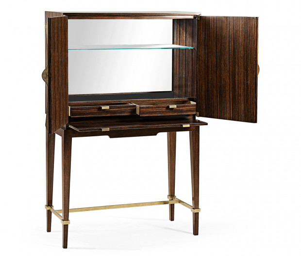 Ebony & Ribbed Antique Satin Brass Drinks Cabinet Ebony & Ribbed Antique Satin Brass Drinks Cabinet