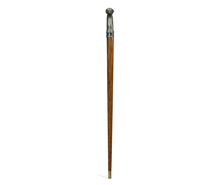 Mahogany Walking Stick with Brass Dog Topper