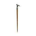 Mahogany Walking Stick with Brass Dog Topper
