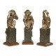 Three Antique Light Brown Brass Wise Monkeys