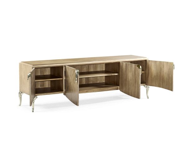 Rivoli Walnut & White Stainless Steel Entertainment Unit
