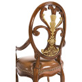 Sheraton Style Burl Walnut Oval Back Arm Chair