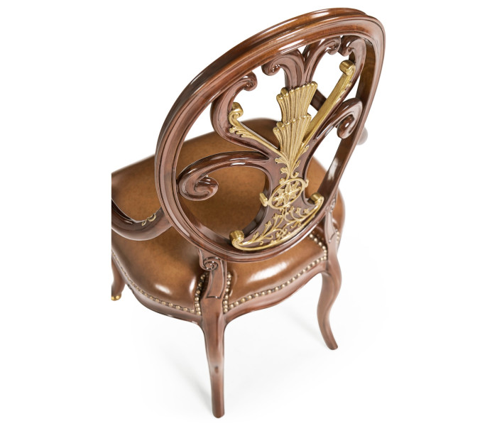 Sheraton Style Burl Walnut Oval Back Arm Chair