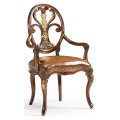 Sheraton Style Burl Walnut Oval Back Arm Chair