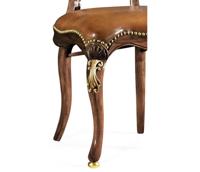 Sheraton Style Burl Walnut Oval Back Side Chair