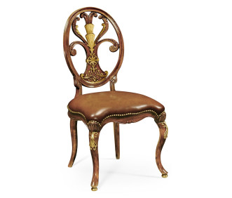 Sheraton Style Burl Walnut Oval Back Side Chair