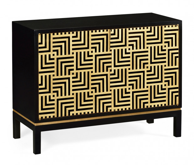 Black Storage Cabinet with Patterned Front Black Storage Cabinet with Patterned Front