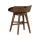 Natural Walnut Counter Stool, Upholstered in Black Leather with swivel