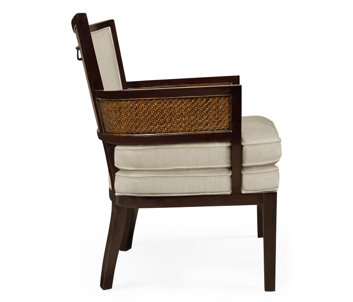 Sonokelling & Rattan Occasional Chair, Upholstered in MAZO