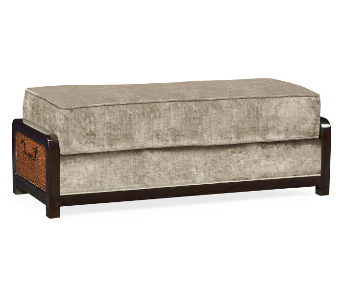 Sonokelling & Brown Rattan Ottoman, Upholstered in Calico Velvet; Pairs with 500078-44L-SKL-F005