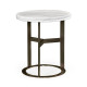 Round Stainless Steel & Faux Calacatta Oro Marble Side Table