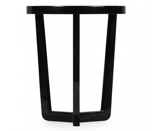 Small Black Gloss Side Table with Marble Top