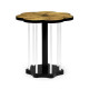 Op Art Floral Bright Satinwood & Acrylic Lamp Table