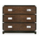 Campaign Style Dark Santos Rosewood Chest of Three Drawers