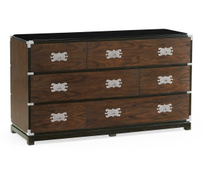 Large Campaign Style Dark Santos Rosewood Chest of Six Drawers
