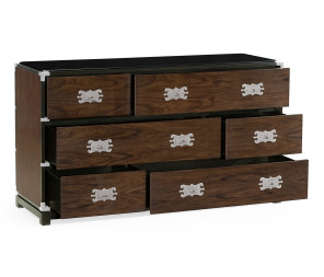 Large Campaign Style Dark Santos Rosewood Chest of Six Drawers