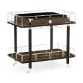 Rectangular Campaign Style Rolling Bar Cart