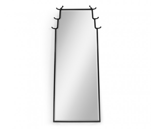 Asian Fusion Smoky Black Floor Standing Mirror