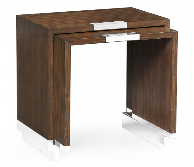 Campaign Style Dark Santos Rosewood Sliding Nesting Tables Campaign Style Dark Santos Rosewood Sliding Nesting Tables