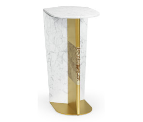 Fusion White Marble & Brass End Table