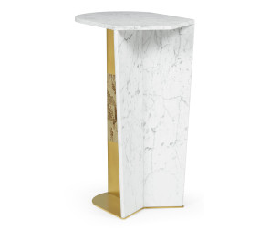Fusion White Marble & Brass End Table