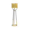 Contemporary Antique Satin Gold Brass & Black Stainless Steel Floor Lamp