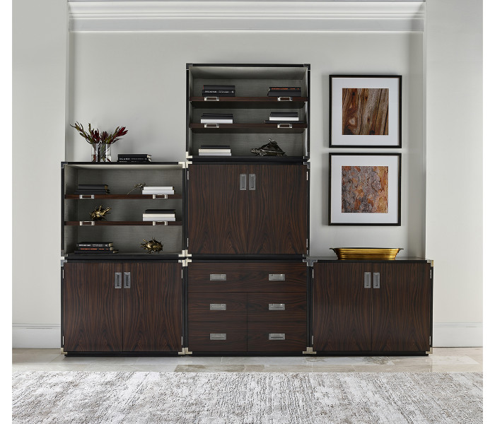 Campaign Style Dark Santos Rosewood Filing Cabinet