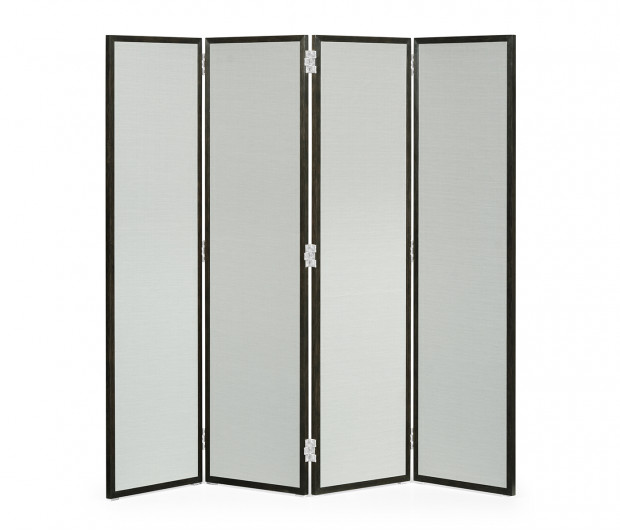 Campaign Style Dark Santos Rosewood Screen, Upholstered in COM