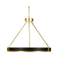 Round Contemporary Ebonised Oak & Brass Chandelier
