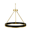 Round Contemporary Ebonised Oak & Brass Chandelier