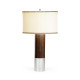 Circular Campaign Style Dark Santos Rosewood & White Stainless Steel Table Lamp