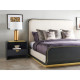 Fusion Curved Ebonised Oak Cali King Bed, Upholstered in Castaway