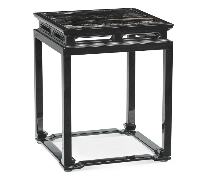 Fusion Smoky Black End Table with Marble Top