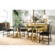 87" Fusion Rectangular Chinoiserie Antique Etched Brass Dining Table with Clear Glass Top